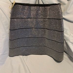 Shimmer silver band aid mini skirt